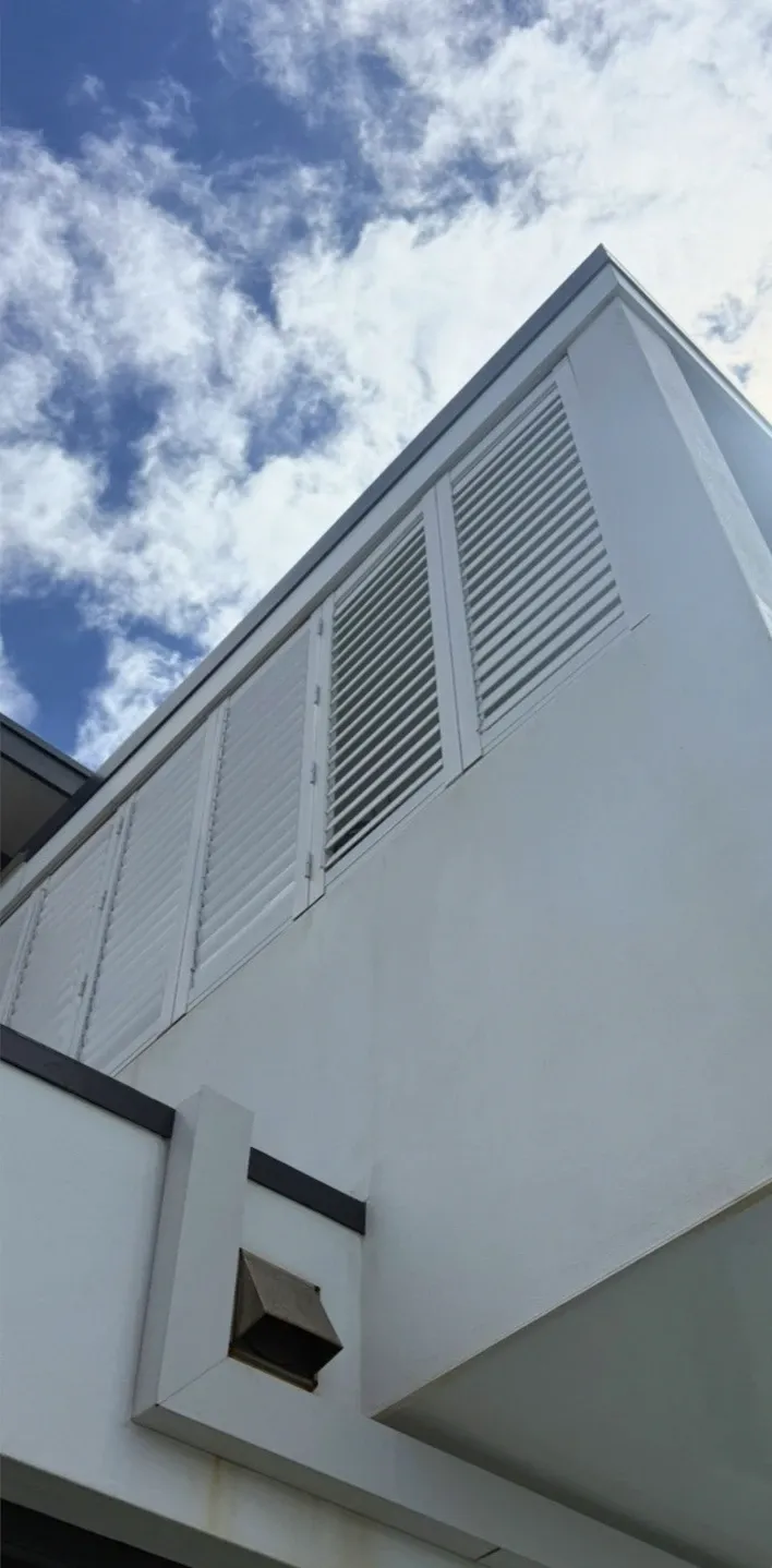 The same wall after soft washing, clean and bright