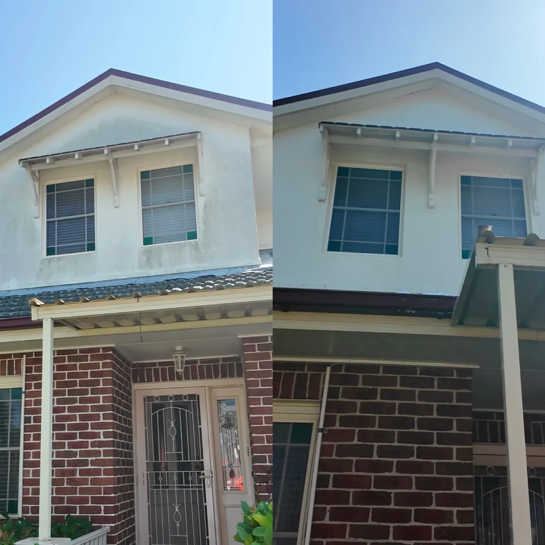 Exterior mould removal, before and after